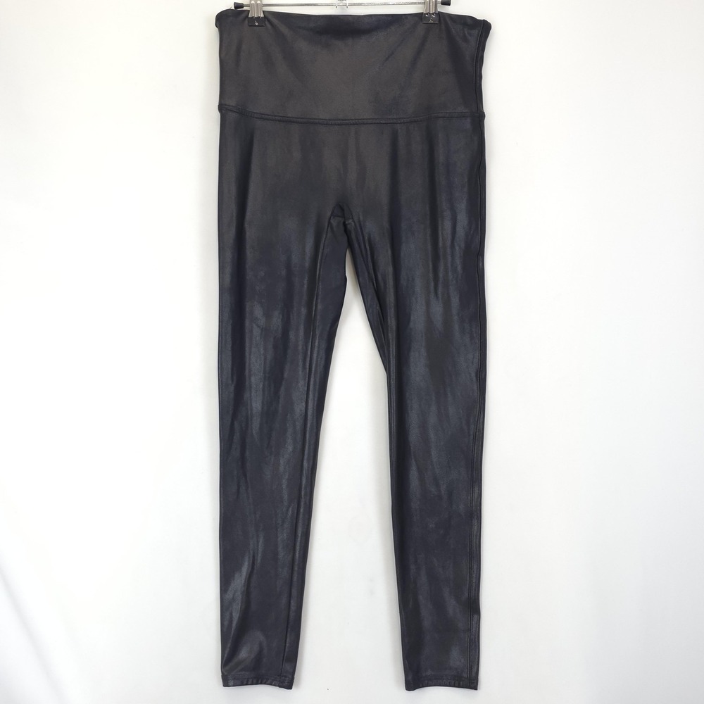 Spanx Leggings Womens XL Petite High Rise Faux‎ Leather Shaping Stretch Pants